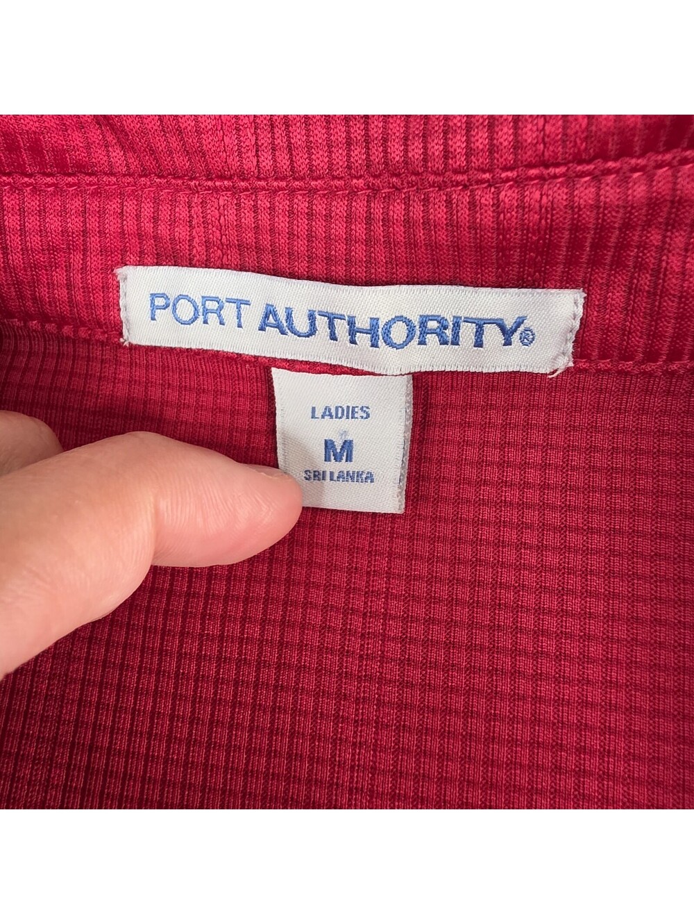 Port Authority Womens Polo Shirt Size M Red Short Sleeve V-Neck SPC Credit Union - Picture 4 of 9